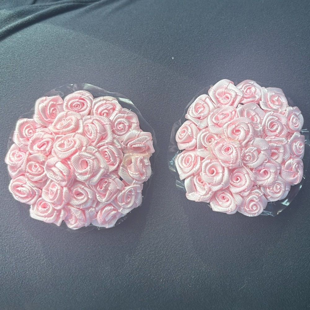 Baby Pink Rose Pasties – Self-Adhesive Floral Nipple Covers, Lingerie Accent